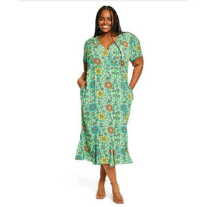 RHODE: Target Collab Green Floral Midi Dress